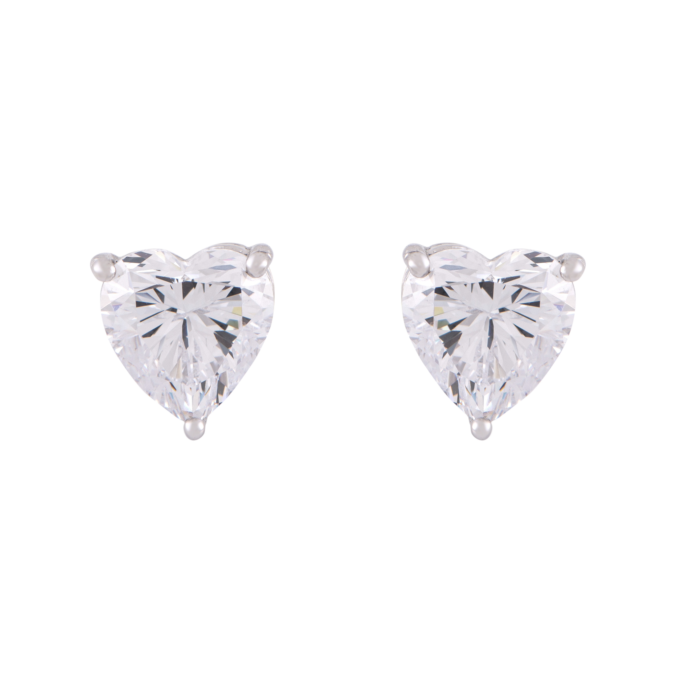 3 Carat Heart Solitaire Studs